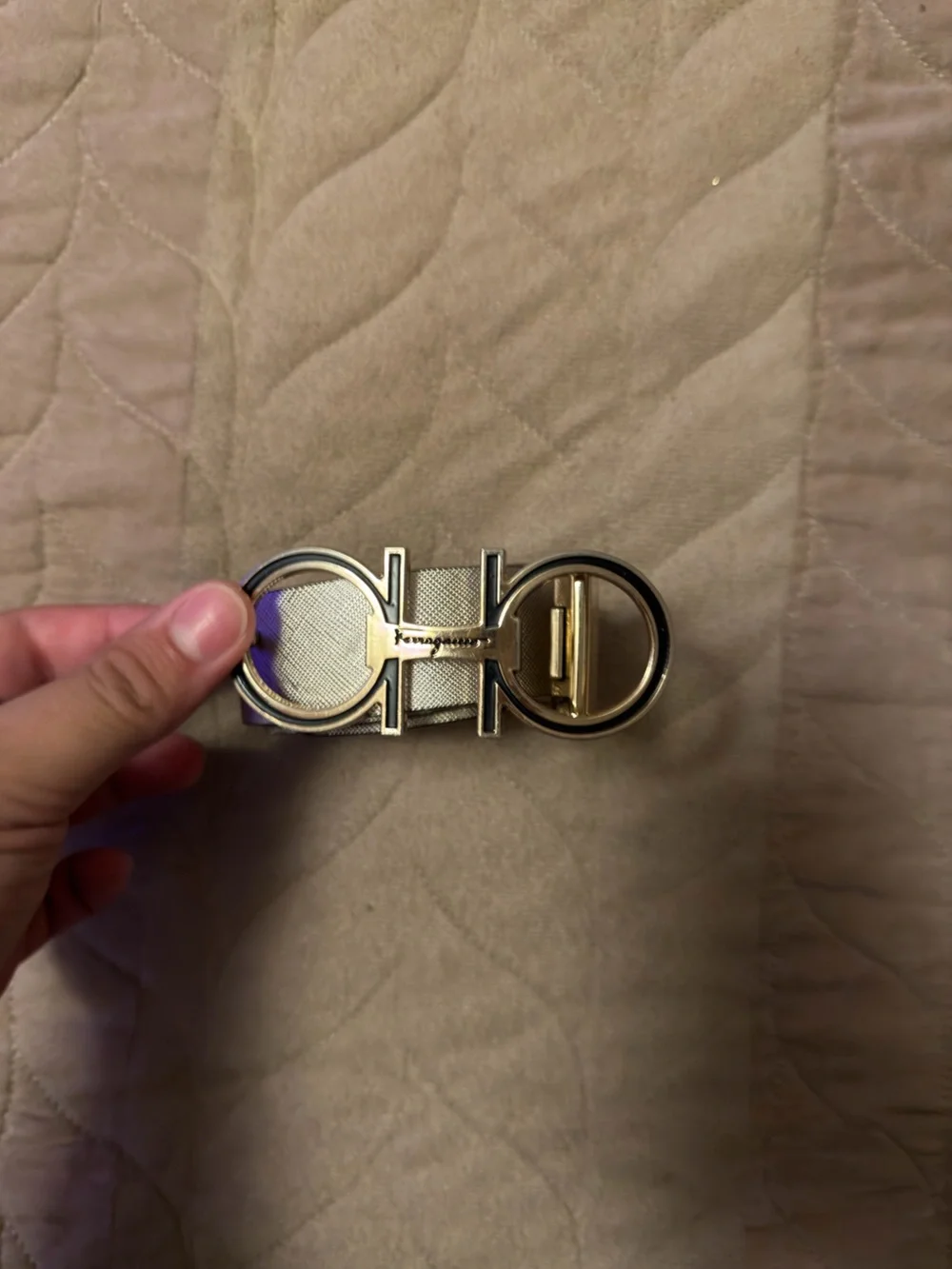 Salvatore Ferragamo Gold Double Gancini Belt Buckle